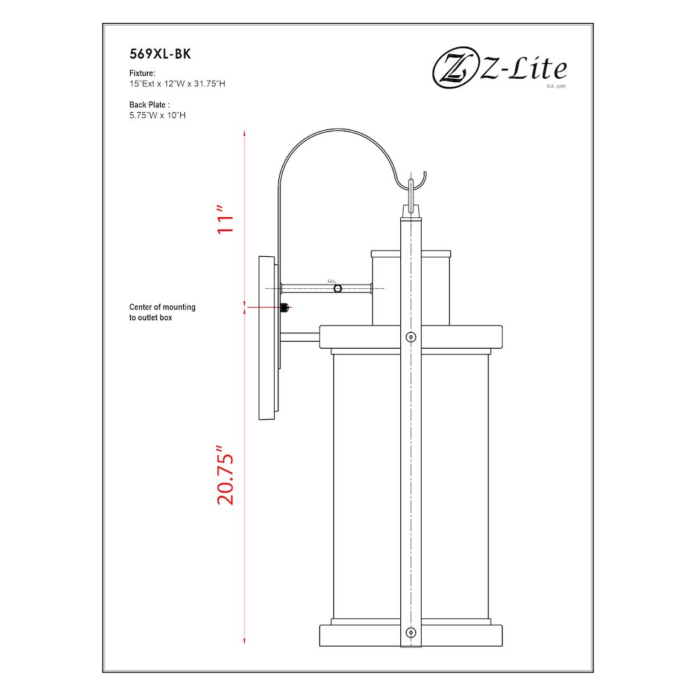 Z-Lite 1 Light Outdoor Wall Light. Picture 9