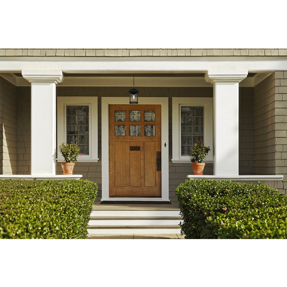 Z-Lite Portland 1 Light Outdoor Chain Mount Ceiling Fixture, Black. Picture 6