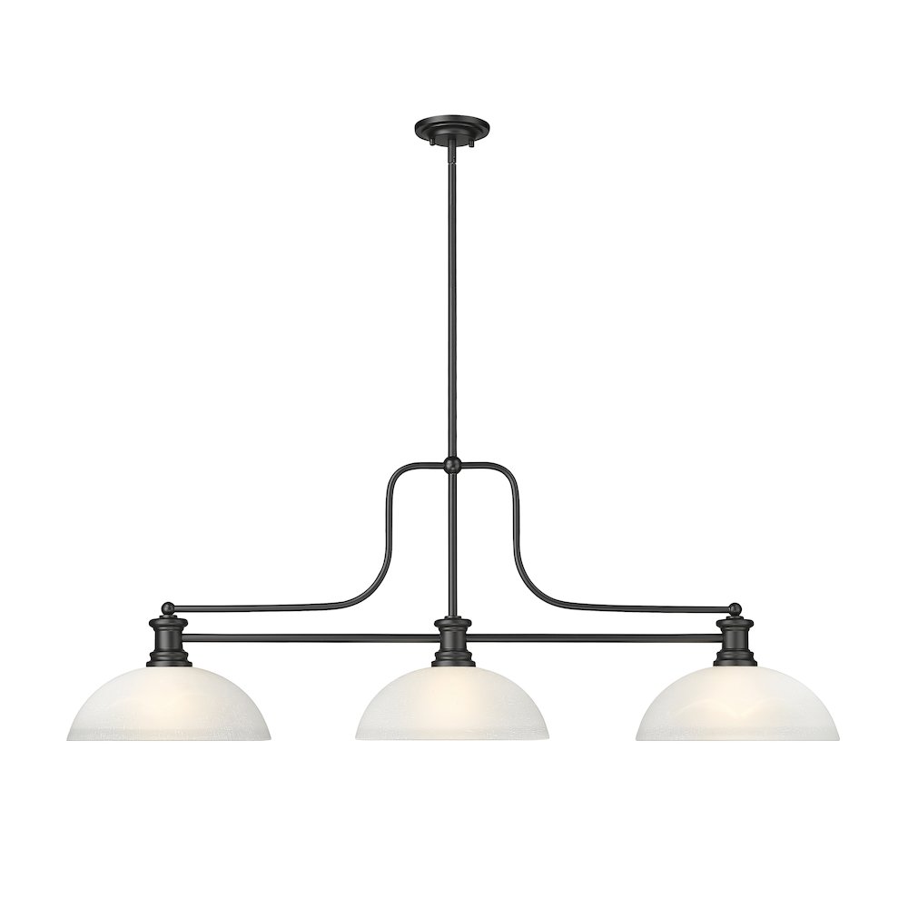 Z-Lite Melange 3 Light Billiard, Steel Frame, White Linen Shade Color. Picture 2