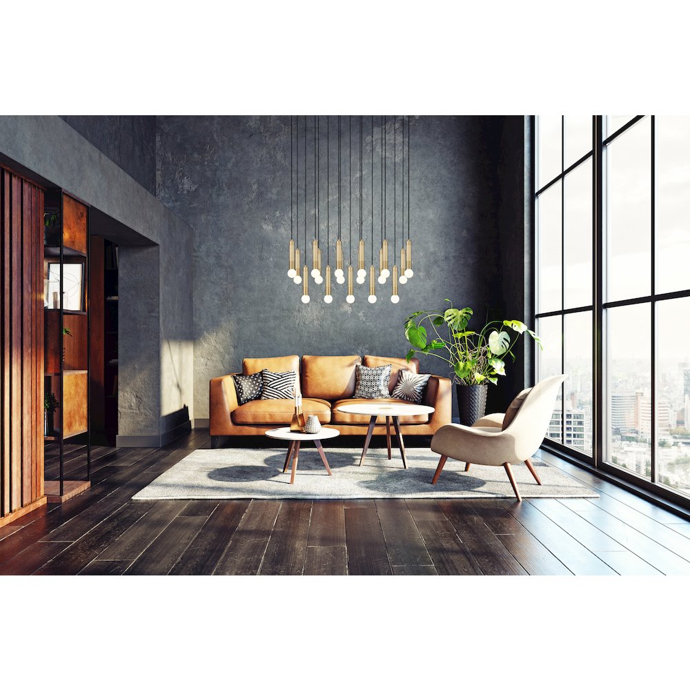 Z-Lite Stari 17 Light Linear Chandelier in Modern Gold color, Steel frame. Picture 7