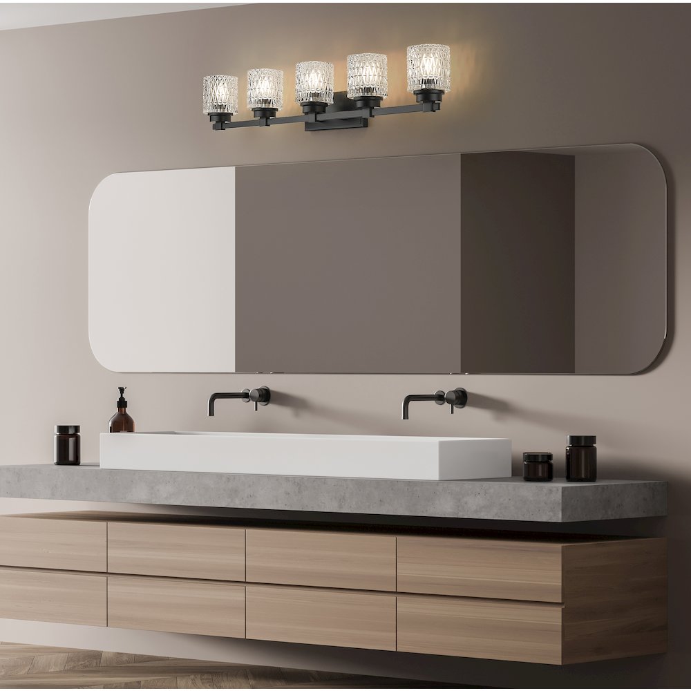 Z-Lite 5 Light Vanity, Matte Black. Picture 5