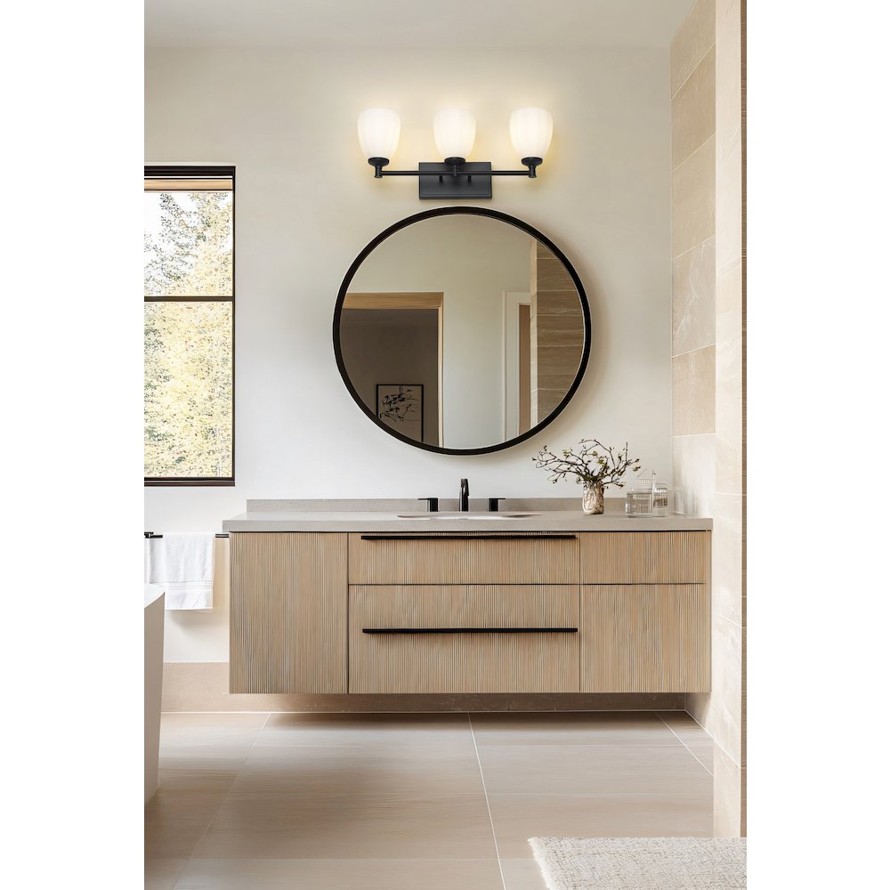 Z-Lite Oren 3 Light Vanity in Matte Black color, Steel frame. Picture 7