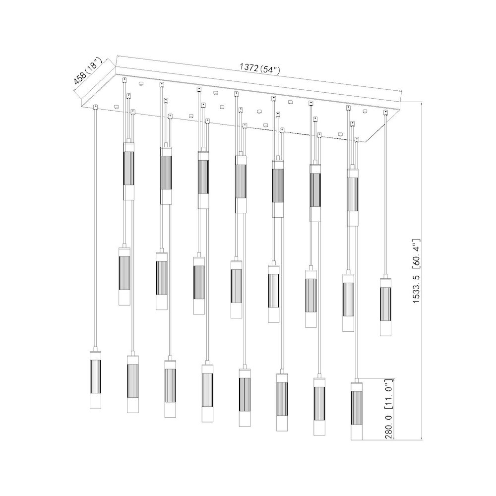 Z-Lite Stari 23 Light Linear Chandelier in Brushed Nickel color, Steel frame. Picture 8