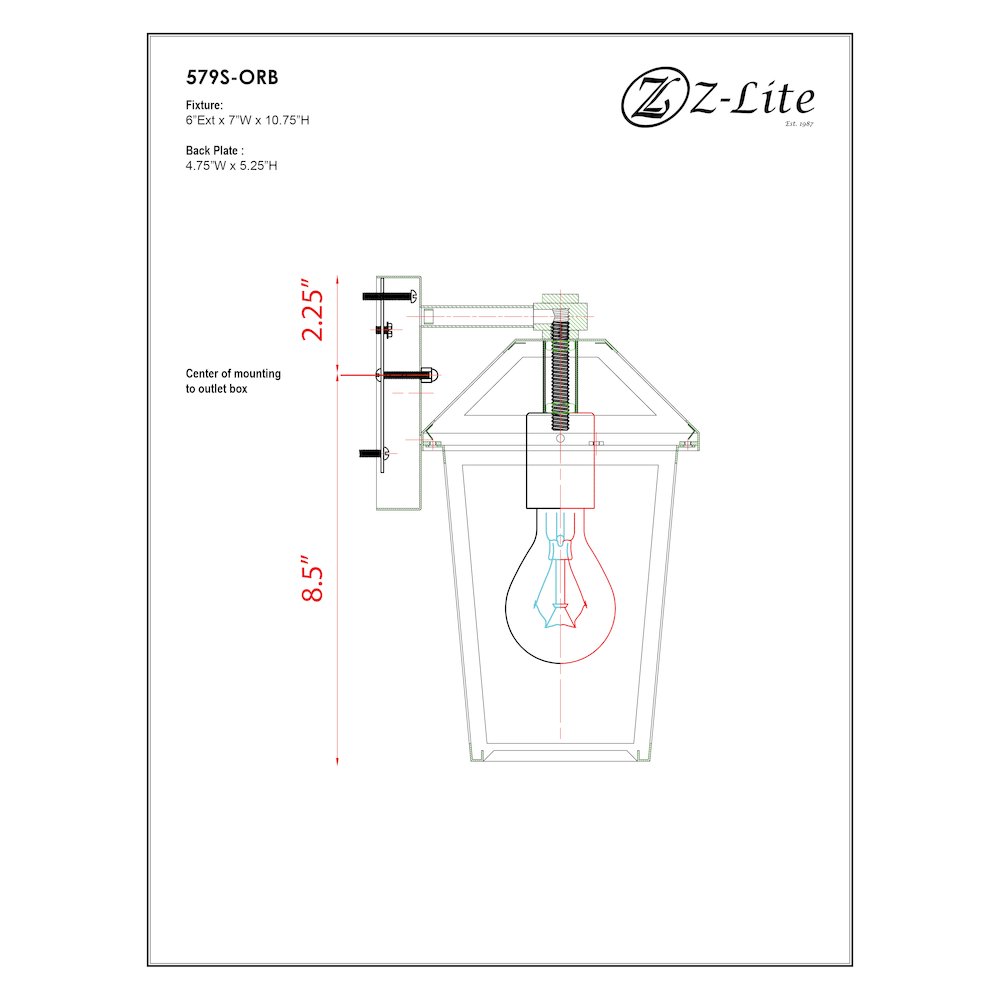 Z-Lite 1 Light Outdoor Wall Light. Picture 8