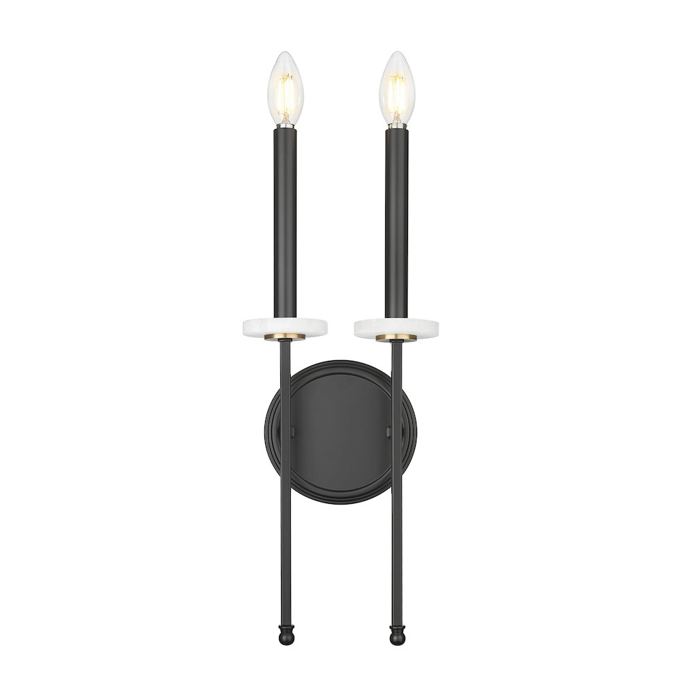 Z-Lite 2 Light Wall Sconce, Matte Black+Mordern Gold. Picture 2