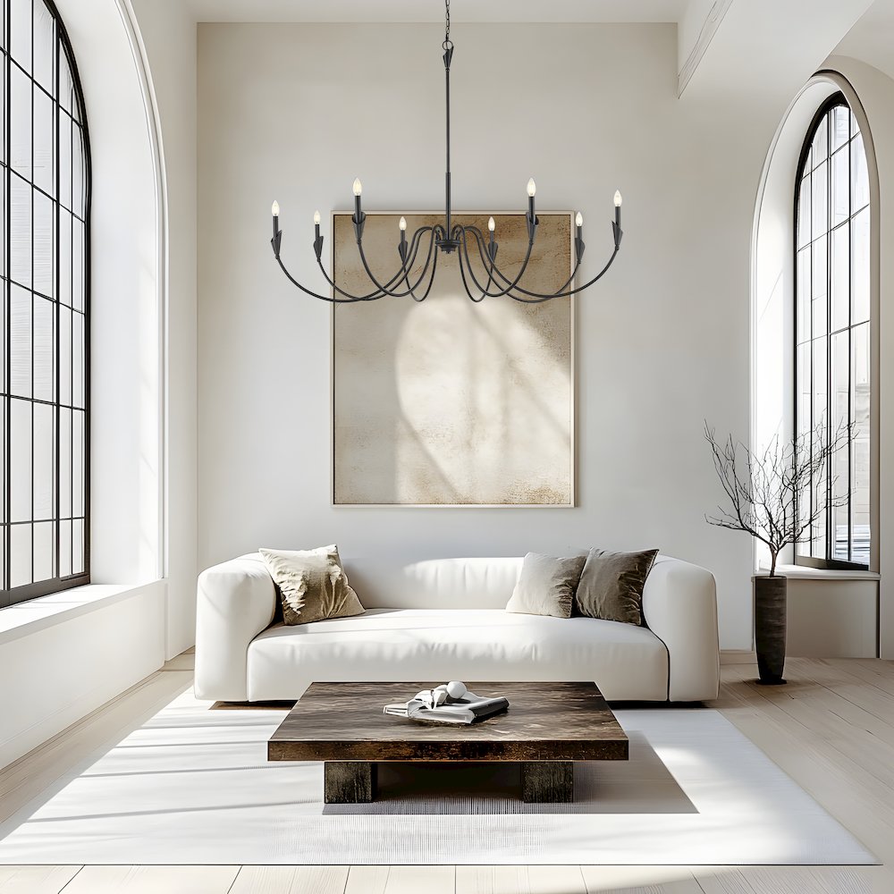 Z-Lite Claudelle 8 Light Chandelier in Matte Black color, Steel frame. Picture 6