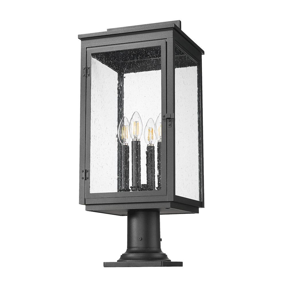 Z-Lite Hartwell 4 Light Outdoor Pier Mounted Fixture in Sand Black color. Picture 5