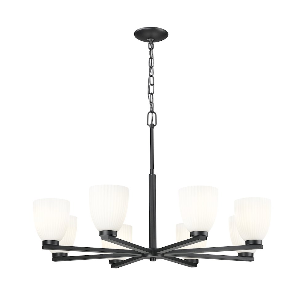 Z-Lite Naya 8 Light Chandelier in Matte Black color, Steel frame. Picture 3