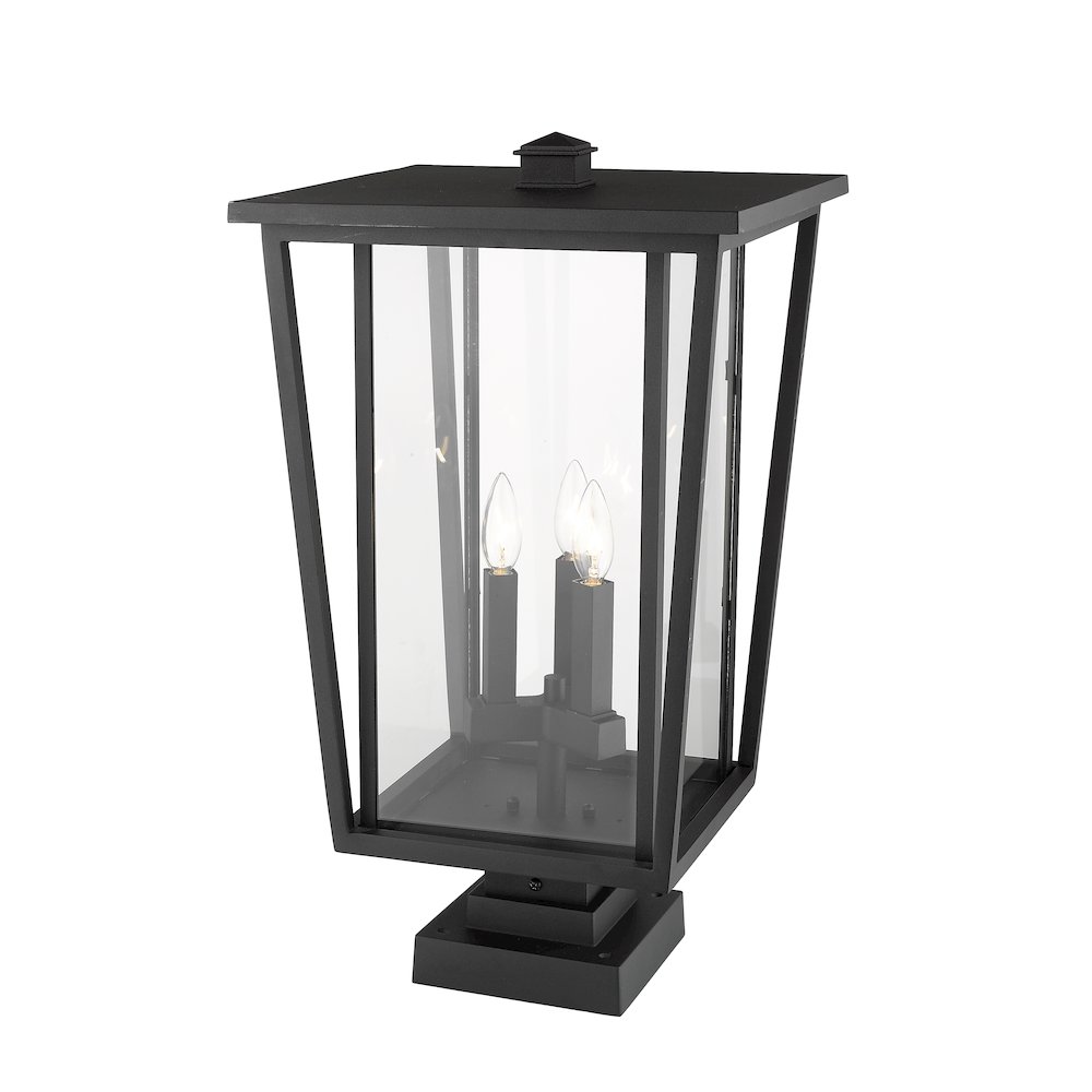 Z-Lite Seoul 3 Light Outdoor Pier Mounted Fixture in Black Frame Finish. Picture 2