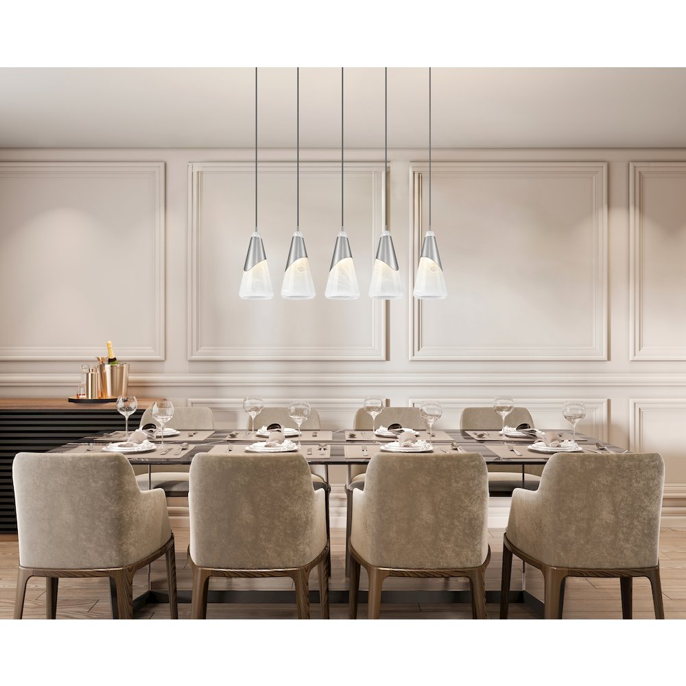Z-Lite Aimie 5 Light Linear Chandelier, Brushed Nickel. Picture 6