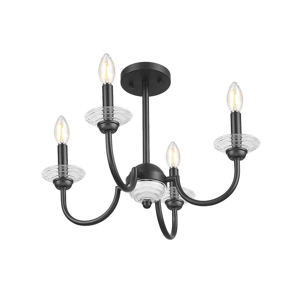 Z-Lite Allistair 4 Light Semi Flush Mount in Matte Black color, Steel frame. Picture 2