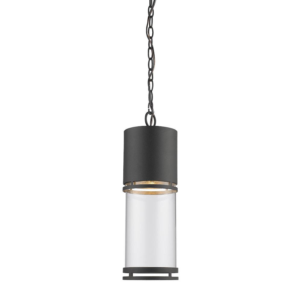 Z-Lite Luminata 1 Light Outdoor Chain Mount Ceiling Fixture, Black. Picture 1