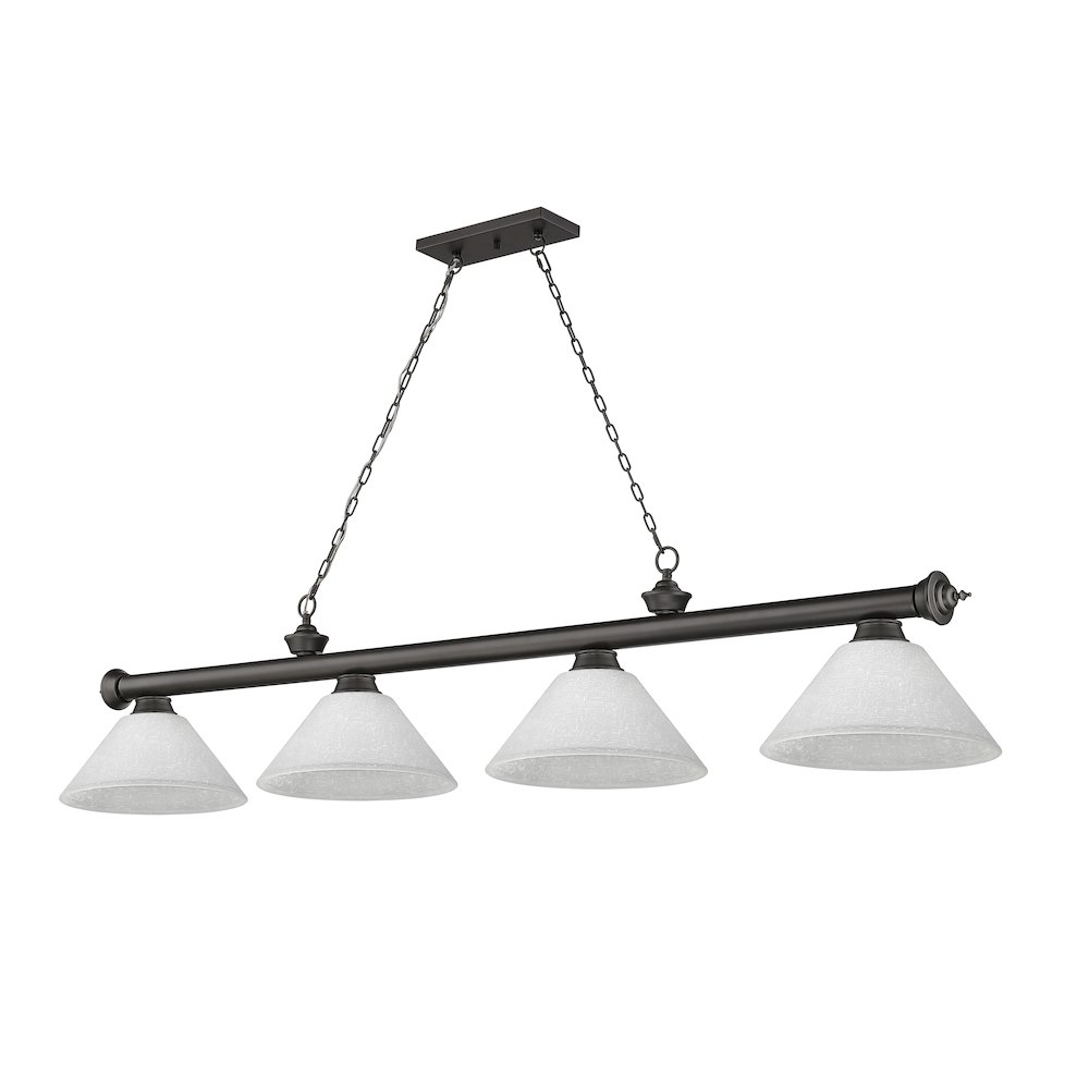 Z-Lite Cordon 4 Light Billiard, Steel Frame, White Linen Shade Color. Picture 5
