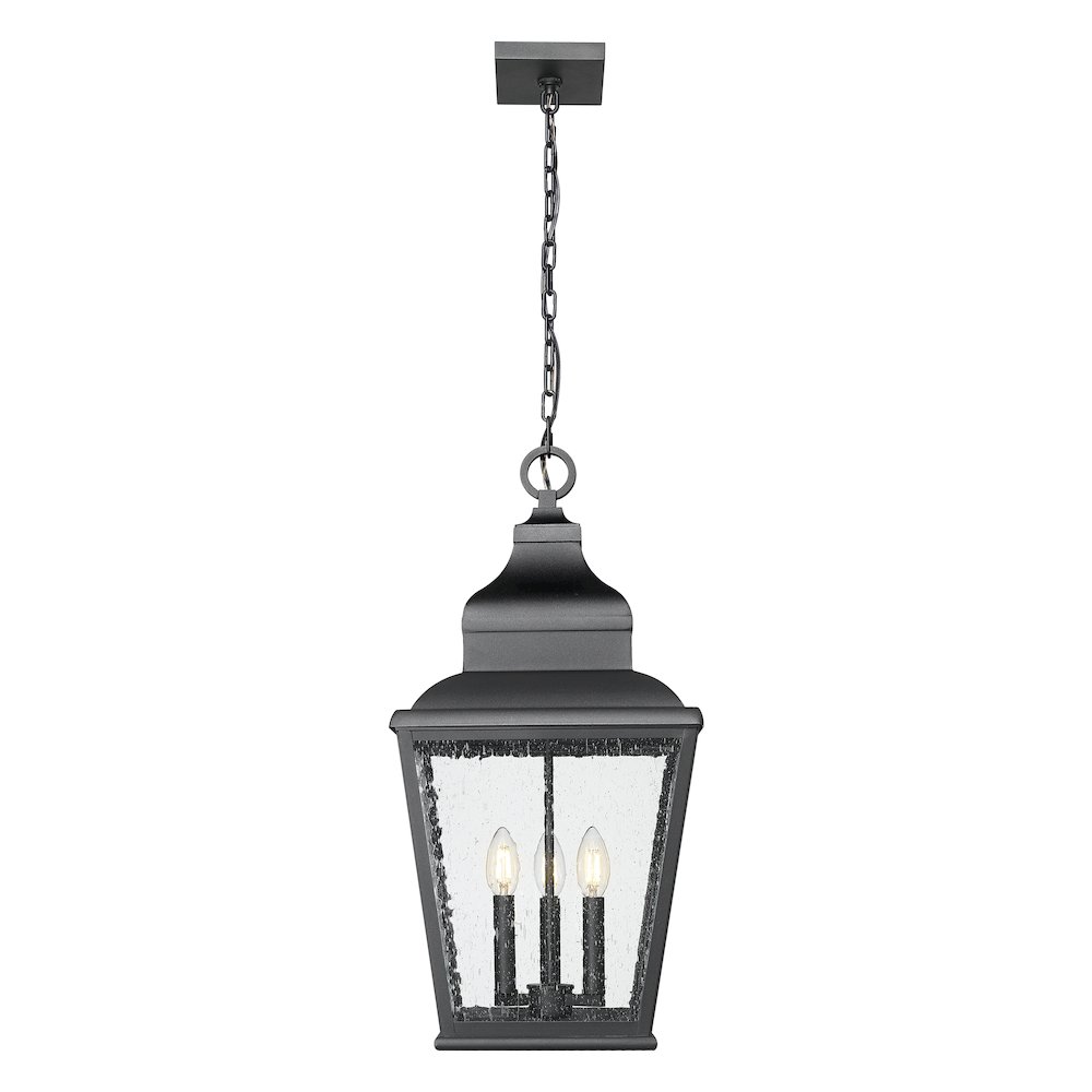 Z-Lite 3 Light Outdoor Chain Mount Ceiling Fixture, Sand Black. Picture 2