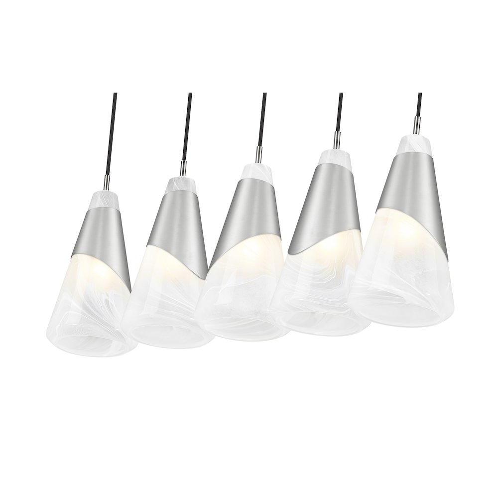 Z-Lite Aimie 5 Light Linear Chandelier, Brushed Nickel. Picture 4