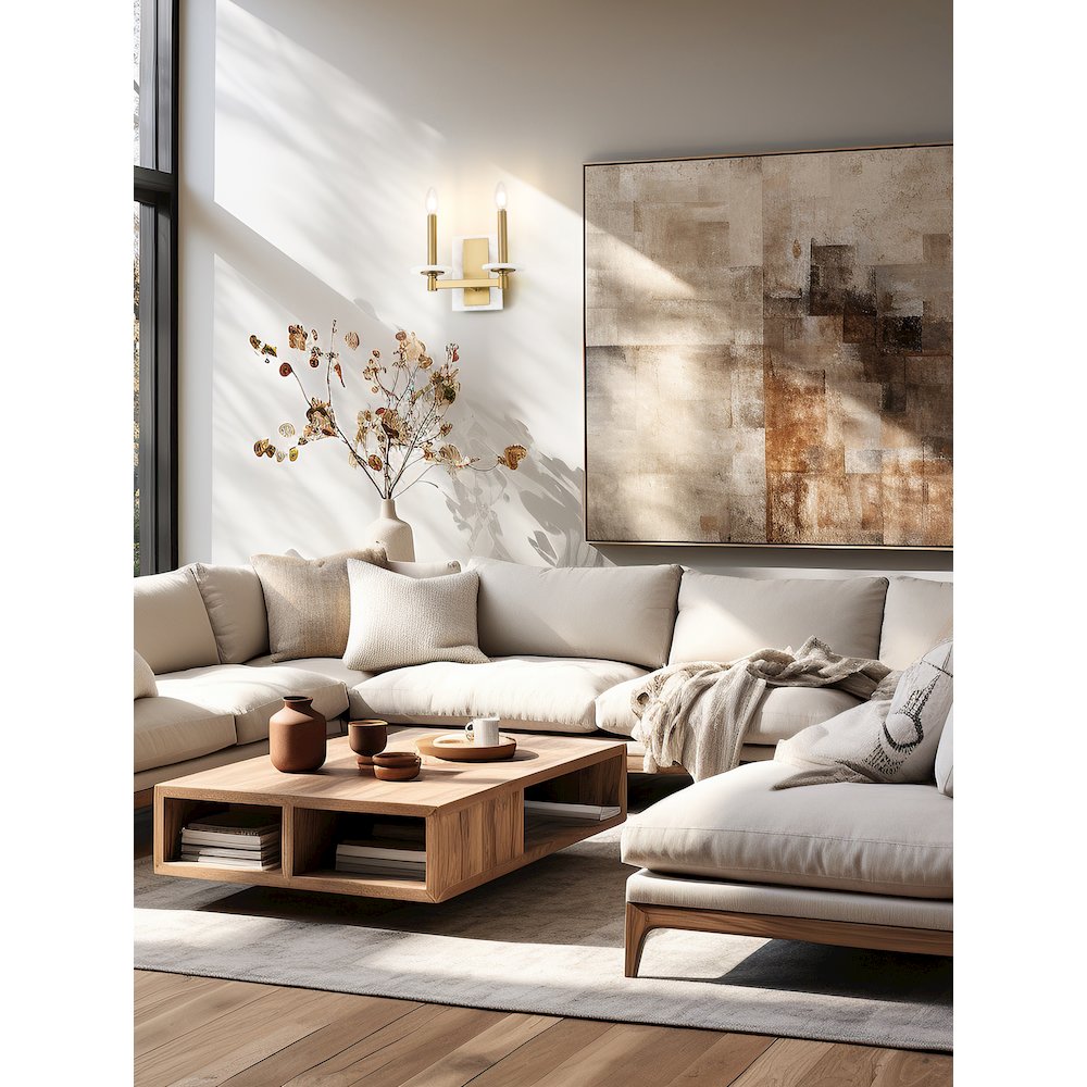 Z-Lite Kaden 2 Light Wall Sconce in Modern Gold color, Steel frame. Picture 7