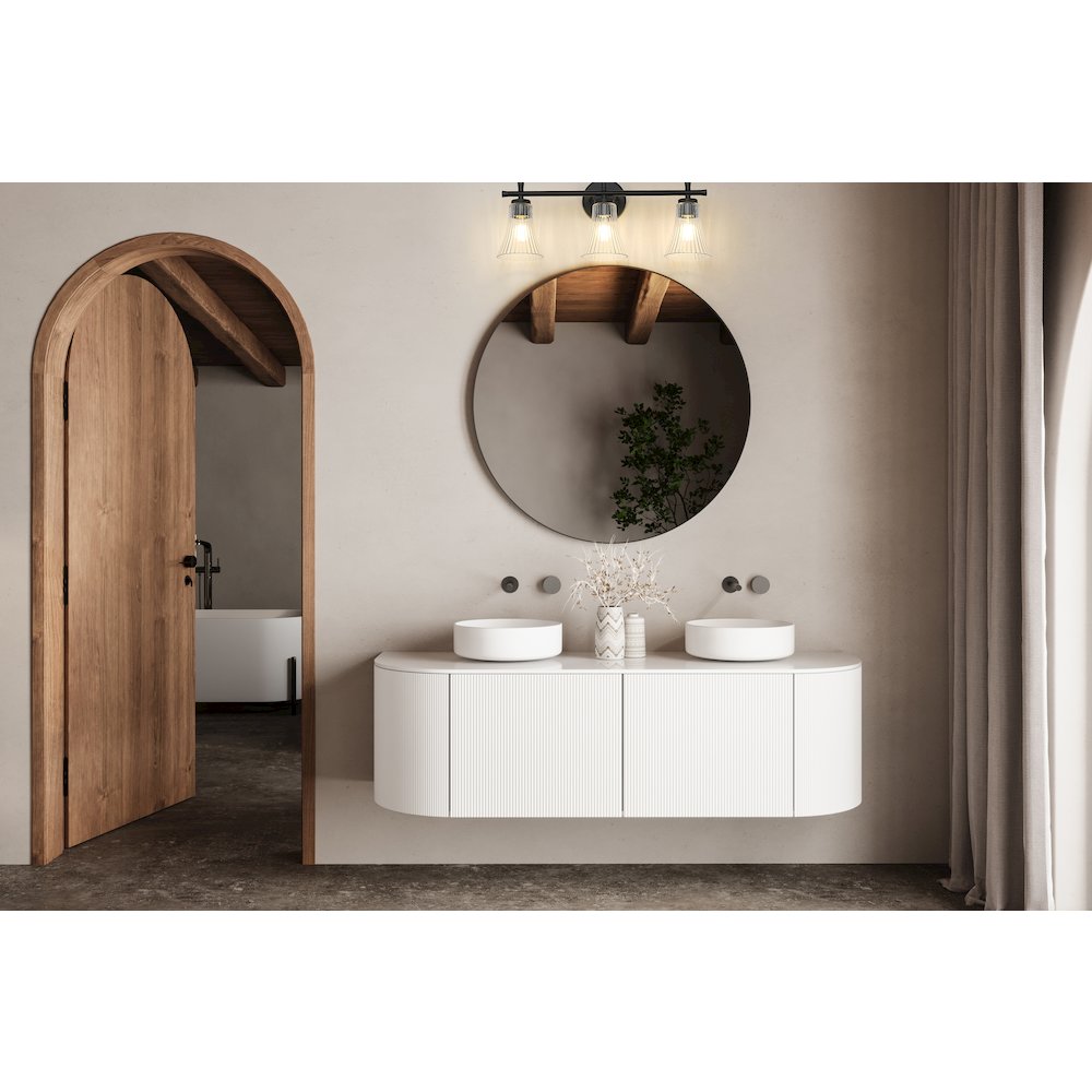 Z-Lite Belle 3 Light Vanity in Matte Black color, Steel frame. Picture 6