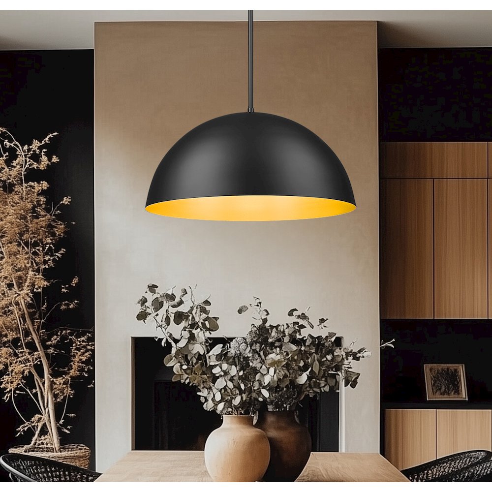 Z-Lite 3 Light Pendant, Matte Black. Picture 6