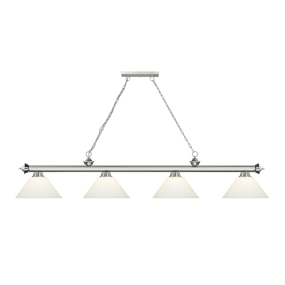 Z-Lite Cordon 4 Light Billiard, Steel Frame, Matte Opal Shade Color. Picture 2