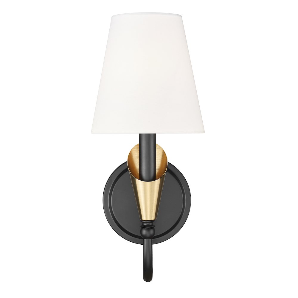 Z-Lite Claudelle 1 Light Wall Sconce in Matte Black + Modern Gold color. Picture 2