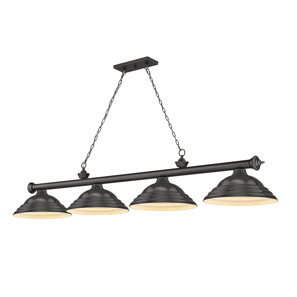 Z-Lite Cordon 4 Light Billiard, Steel Frame, Bronze Shade Color. Picture 1