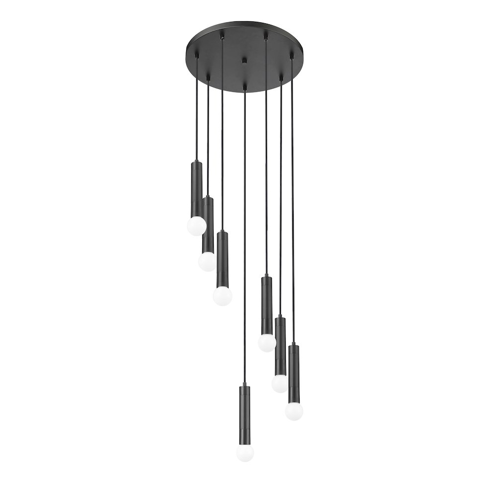 Z-Lite Stari 7 Light Chandelier in Matte Black color, Steel frame. Picture 5