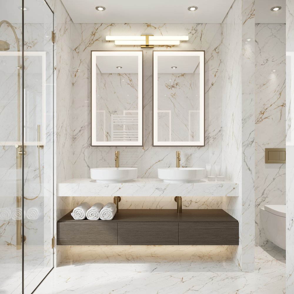 Z-Lite Zane 2 Light Vanity in Modern Gold Frame Finish. Picture 6