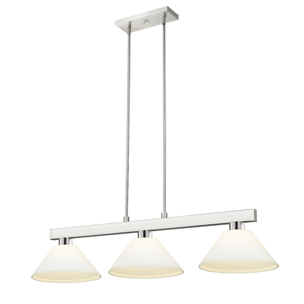 Z-Lite Cobalt 3 Light Billiard, Steel Frame, Matte Opal Shade Color. Picture 1