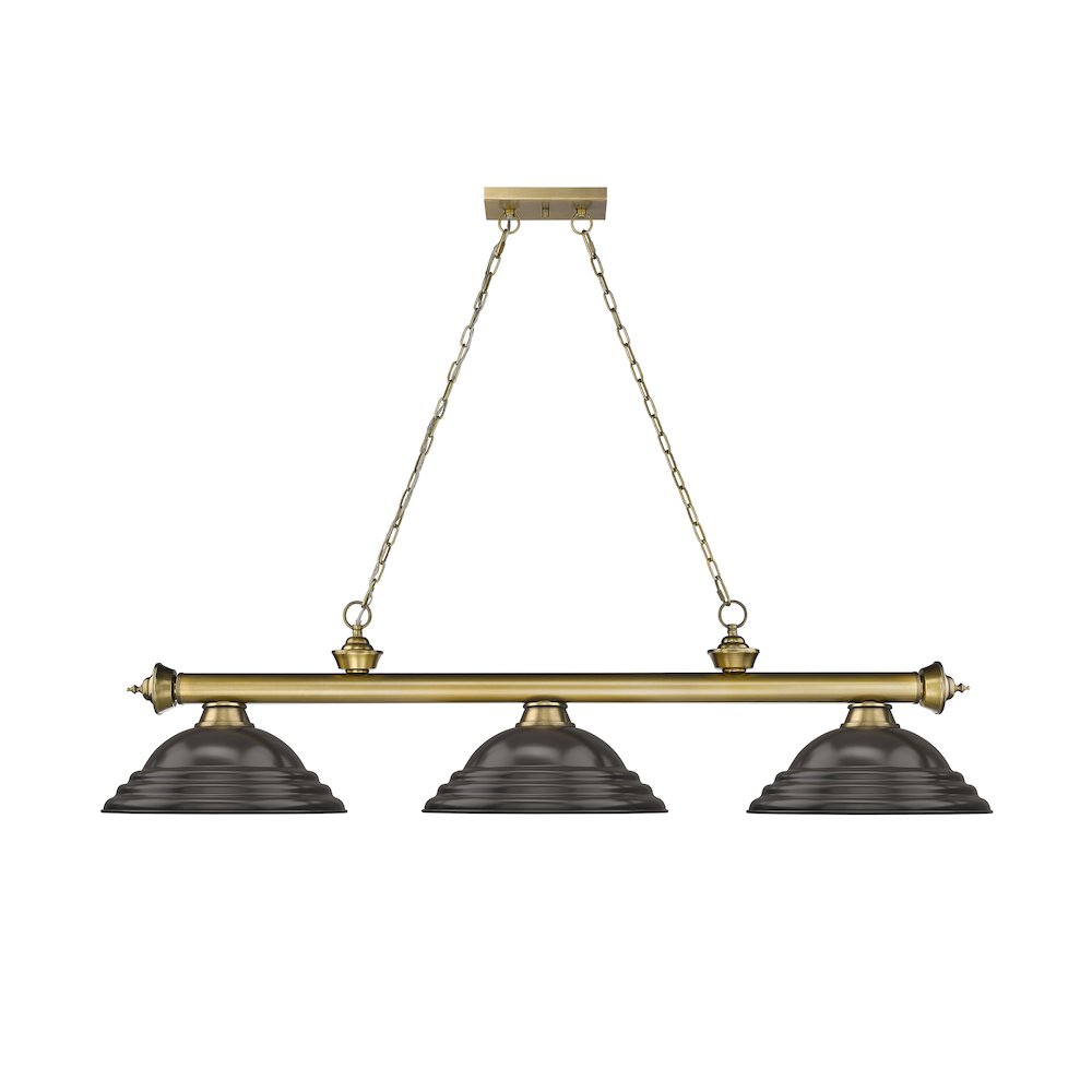 Z-Lite Cordon 3 Light Billiard, Steel Frame, Bronze Shade Color. Picture 2