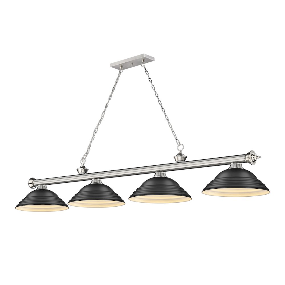 Z-Lite Cordon 4 Light Billiard, Steel Frame, Matte Black Shade Color. Picture 1