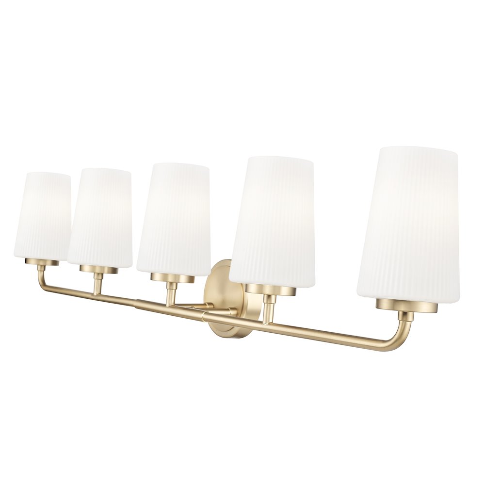 Z-Lite Montford 5 Light Vanity in Modern Gold color, Steel frame. Picture 4