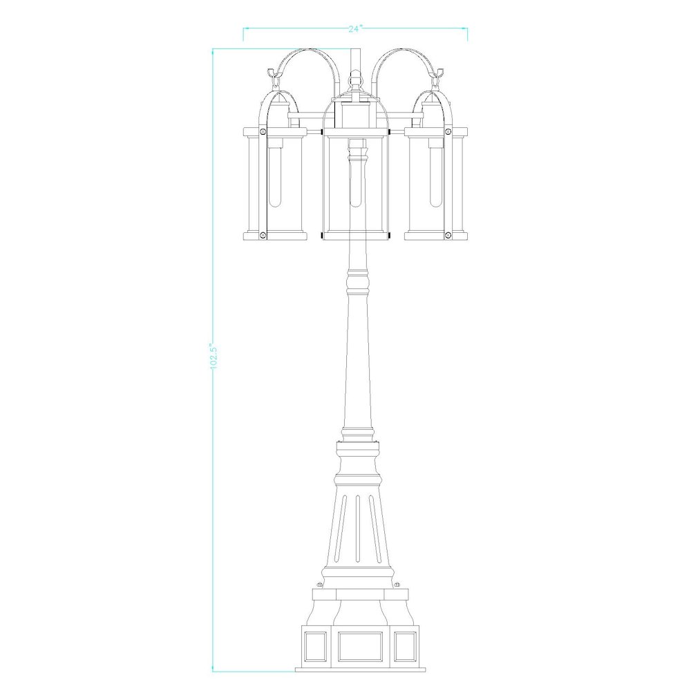 Z-Lite 3 Light Outdoor Post Mounted Fixture. Picture 4