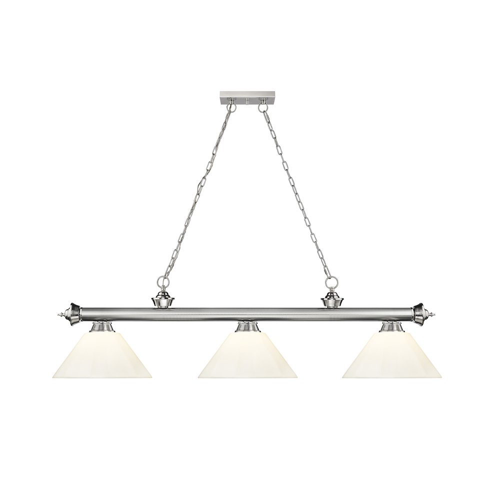 Z-Lite Cordon 3 Light Billiard, Steel Frame, White Shade Color. Picture 2