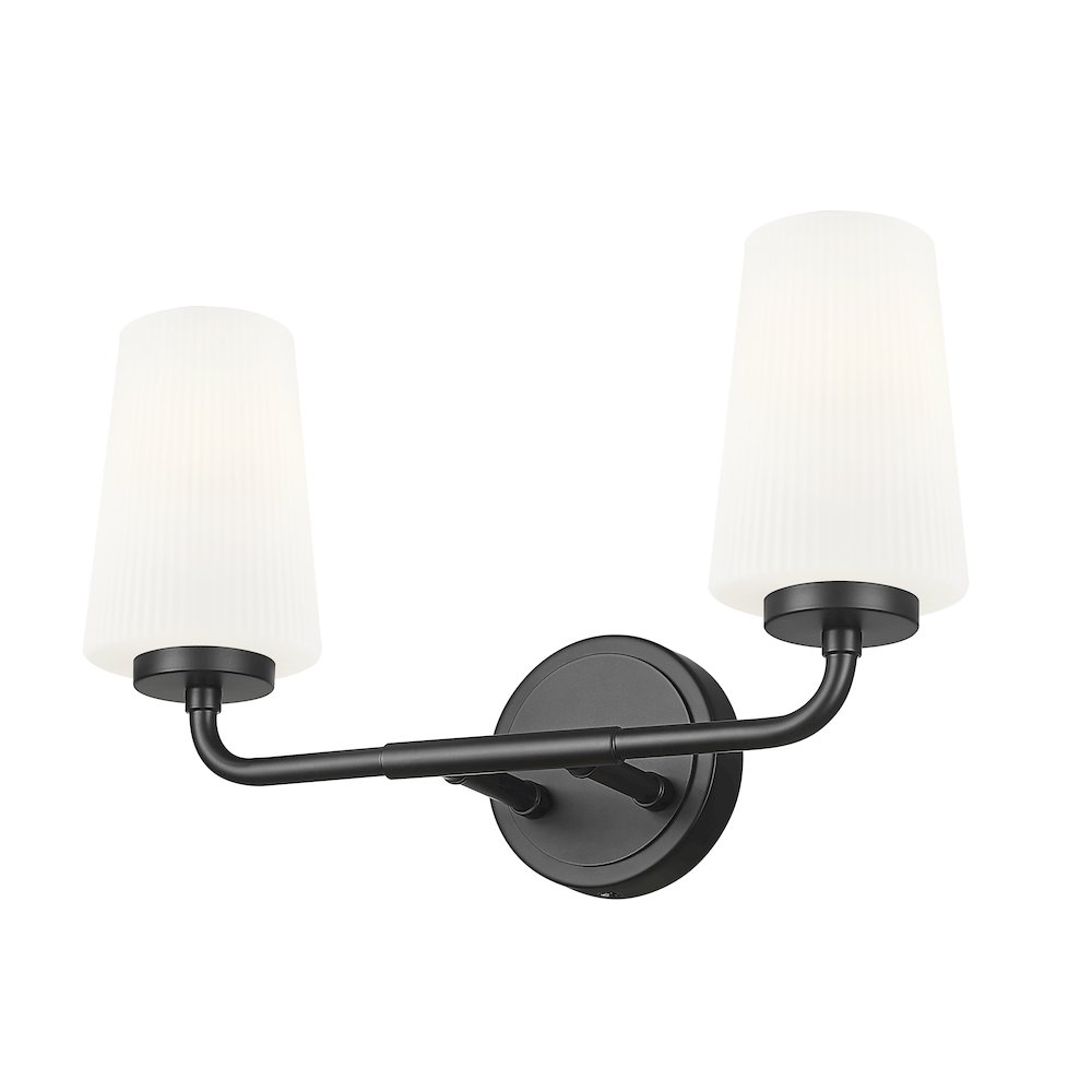 Z-Lite Montford 2 Light Vanity in Matte Black color, Steel frame. Picture 3