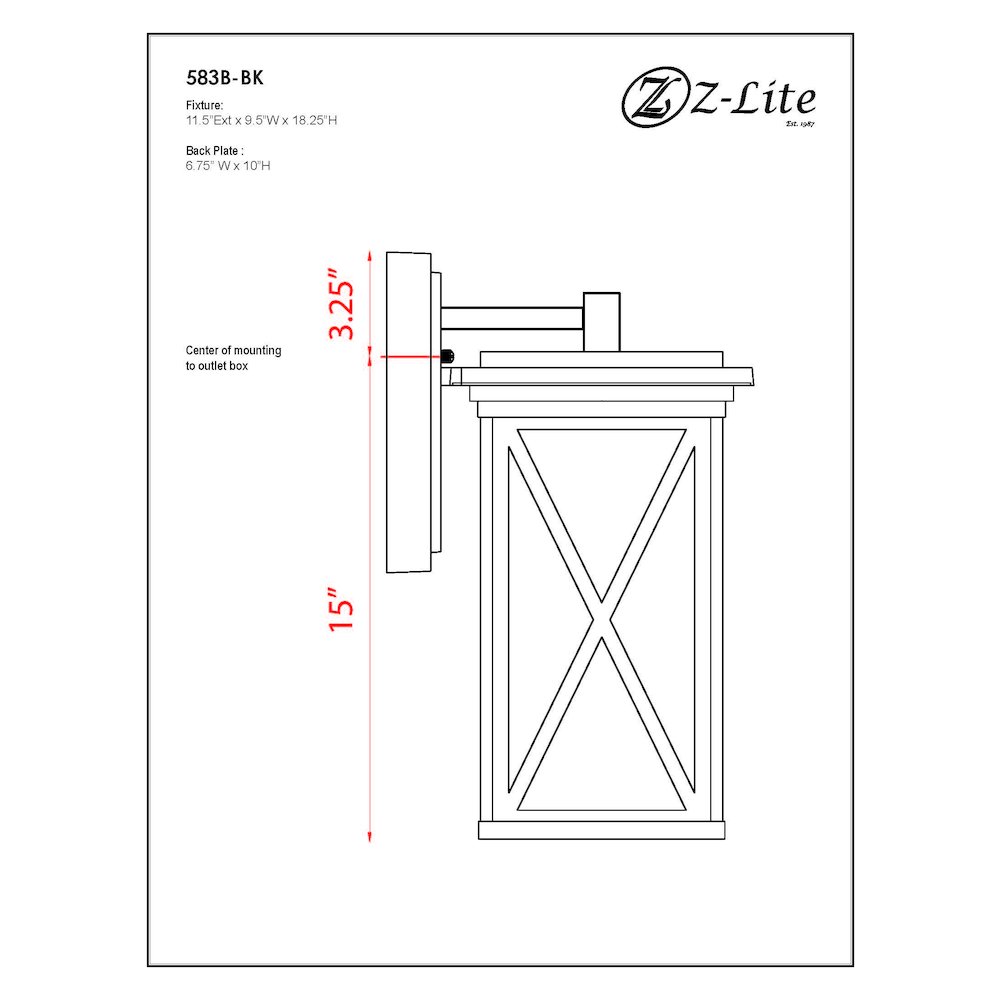Z-Lite 1 Light Outdoor Wall Light. Picture 9
