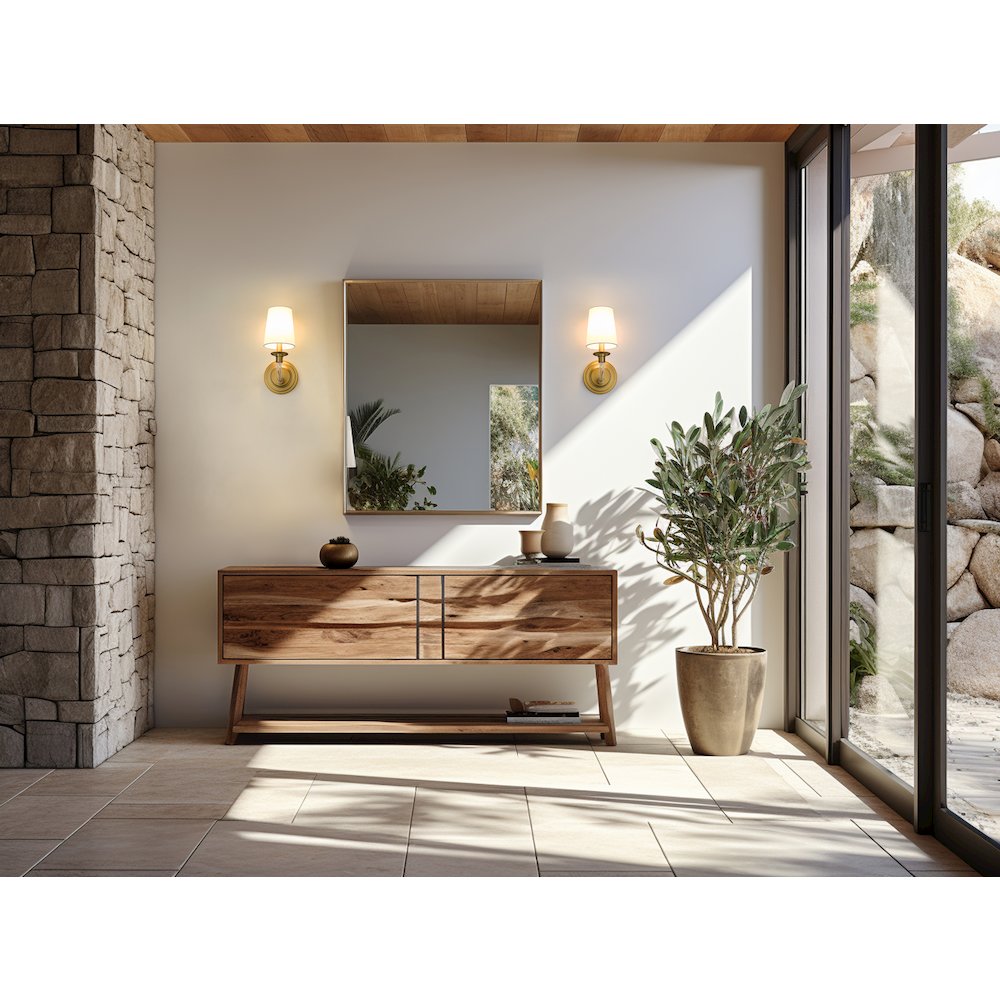 Z-Lite Katerina 1 Light Wall Sconce in Rubbed Brass Frame Finish. Picture 6