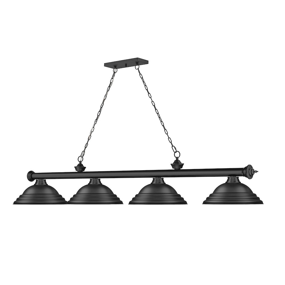 Z-Lite Cordon 4 Light Billiard, Steel Frame, Matte Black Shade Color. Picture 3