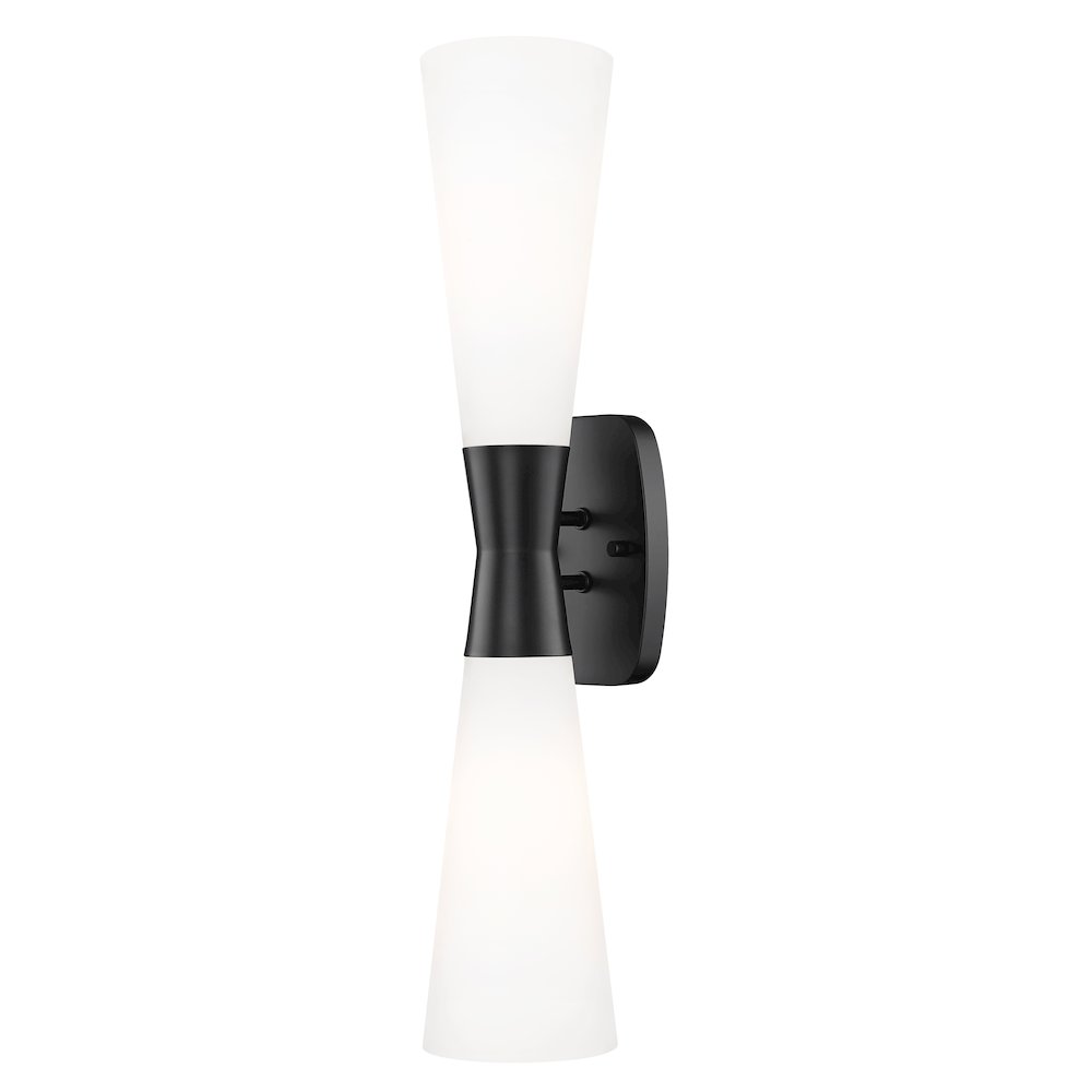 Z-Lite 2 Light Wall Sconce, Matte Black. Picture 1