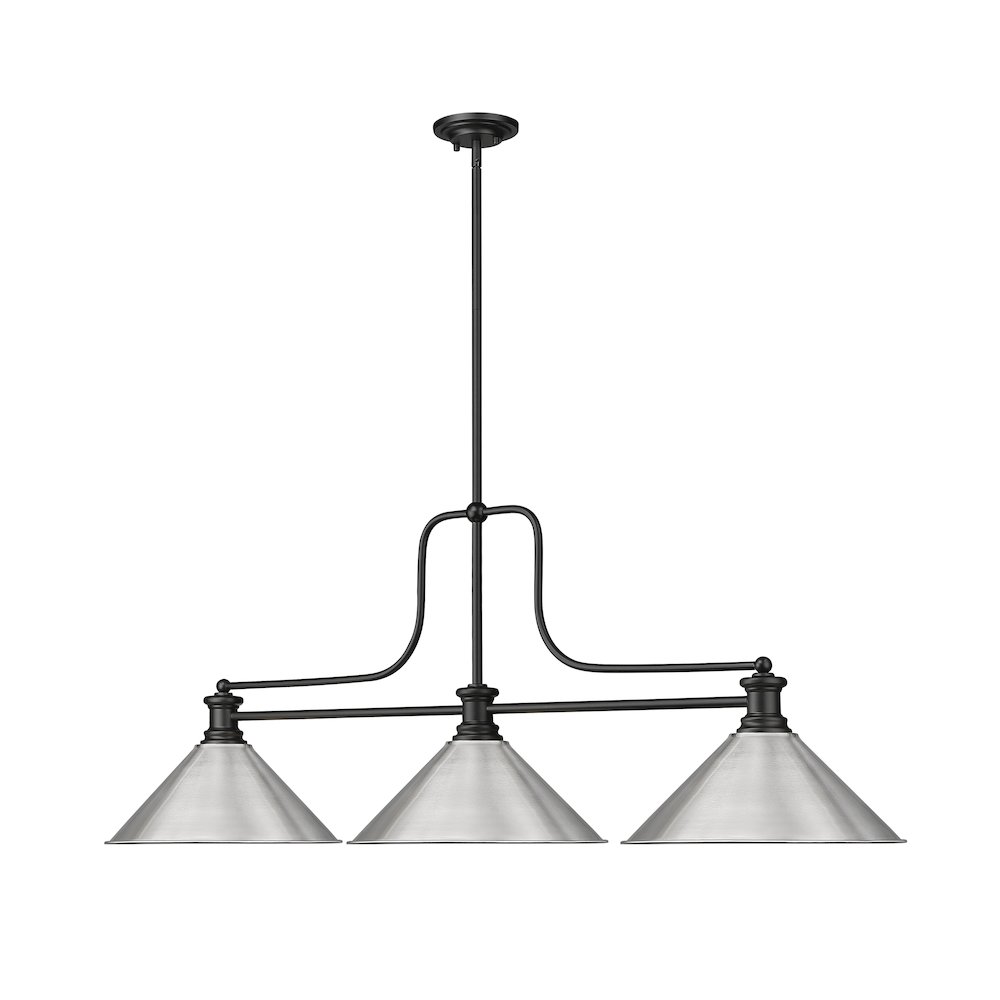 Z-Lite Melange 3 Light Billiard, Steel Frame, Brushed Nickel Shade Color. Picture 3