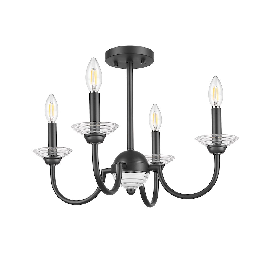 Z-Lite Allistair 4 Light Semi Flush Mount in Matte Black color, Steel frame. Picture 5
