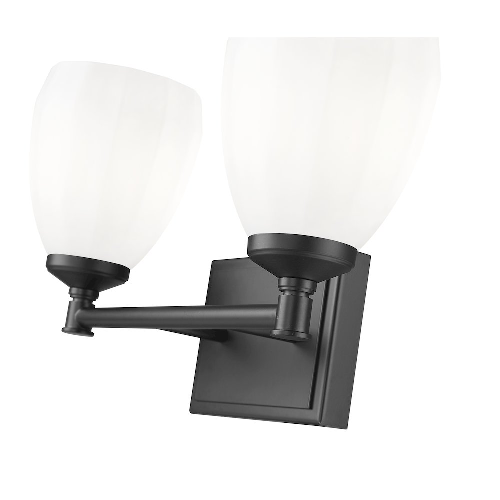 Z-Lite Oren 2 Light Vanity in Matte Black color, Steel frame. Picture 4