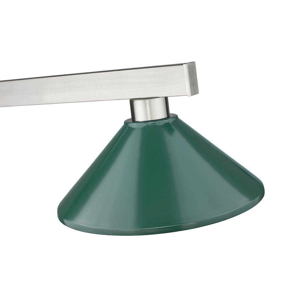 Z-Lite Cobalt 3 Light Billiard, Steel Frame, Dark Green Shade Color. Picture 4