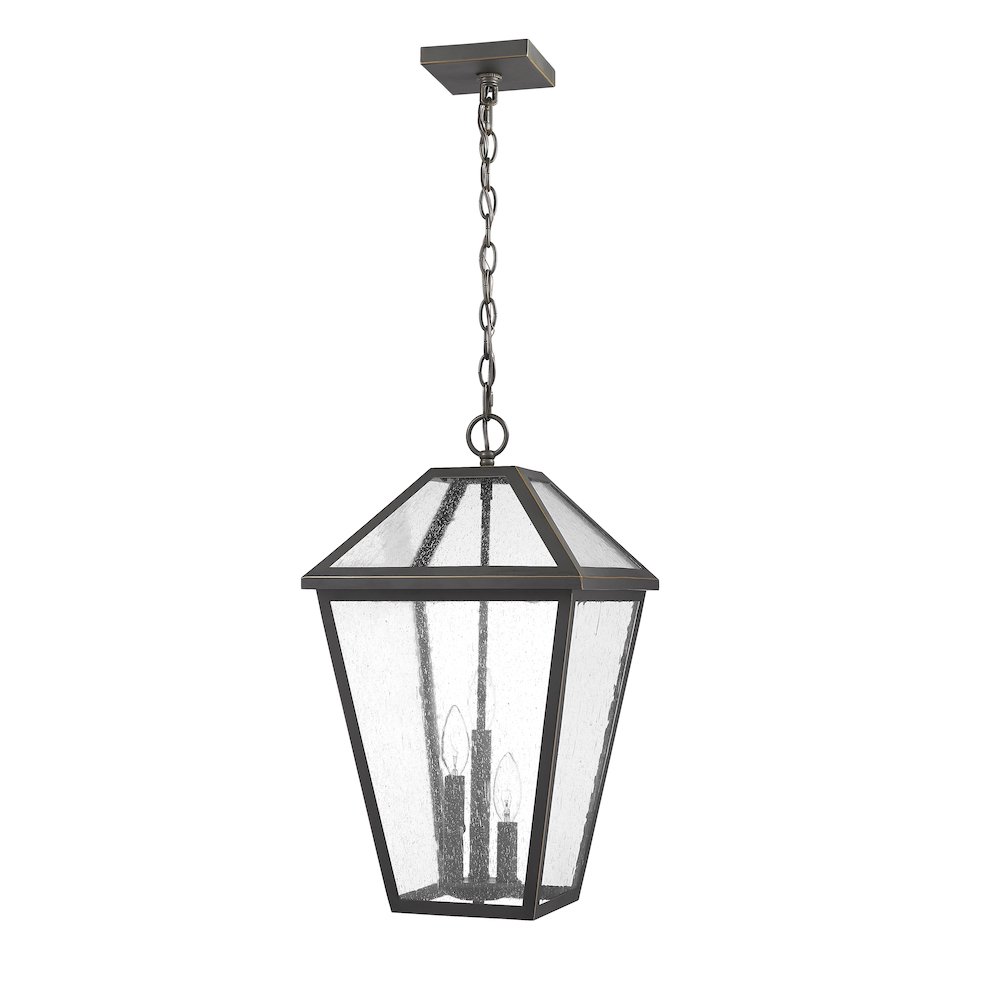Z-Lite Talbot 3 Light Outdoor Chain Mount Ceiling Fixture, Oil Rubbed Bronze. Picture 3