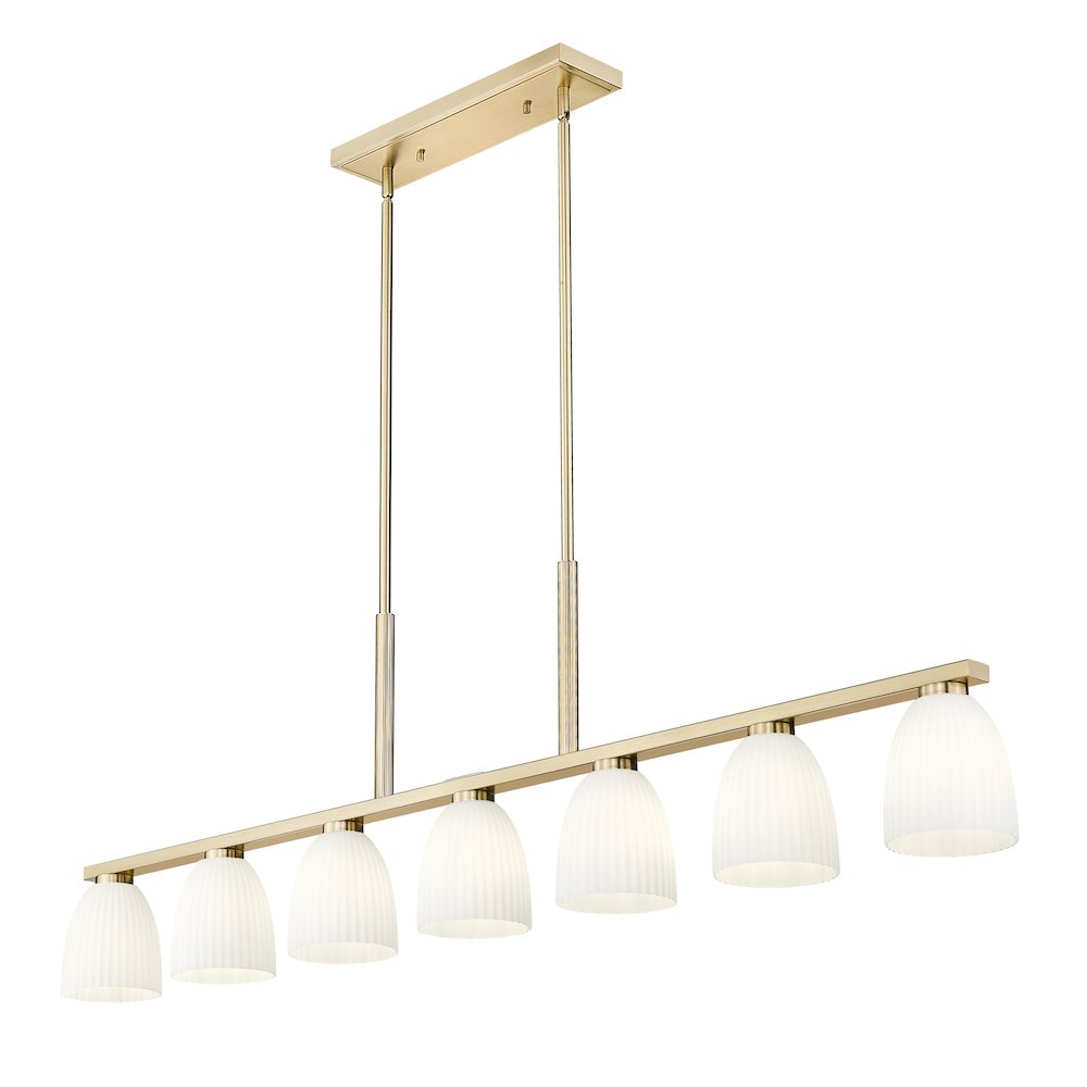 Z-Lite Naya 7 Light Linear Chandelier in Modern Gold color, Steel frame. Picture 3