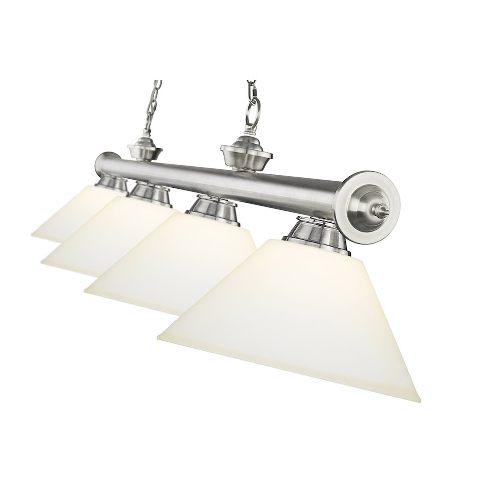 Z-Lite Cordon 4 Light Billiard, Steel Frame, Matte Opal Shade Color. Picture 4