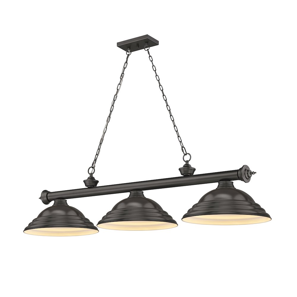 Z-Lite Cordon 3 Light Billiard, Steel Frame, Bronze Shade Color. Picture 1