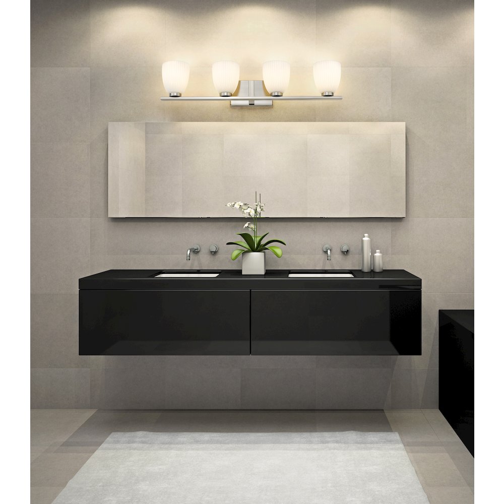 Z-Lite Naya 4 Light Vanity in Brushed Nickel color, Steel frame. Picture 6