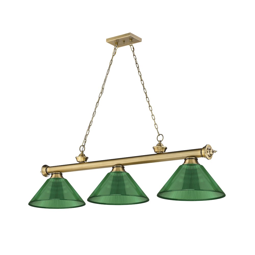 Z-Lite Cordon 3 Light Billiard, Steel Frame, Green Shade Color. Picture 5