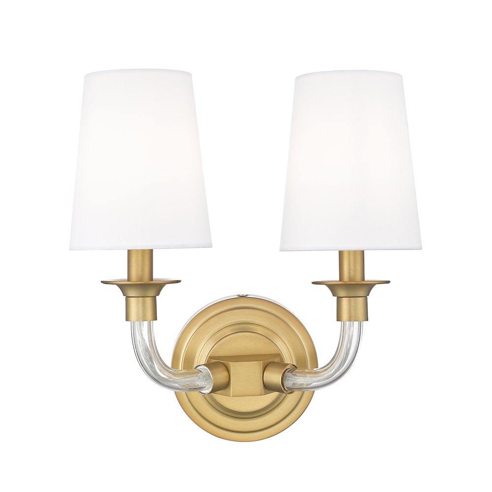 Z-Lite Katerina 2 Light Wall Sconce in Rubbed Brass Frame Finish. Picture 3