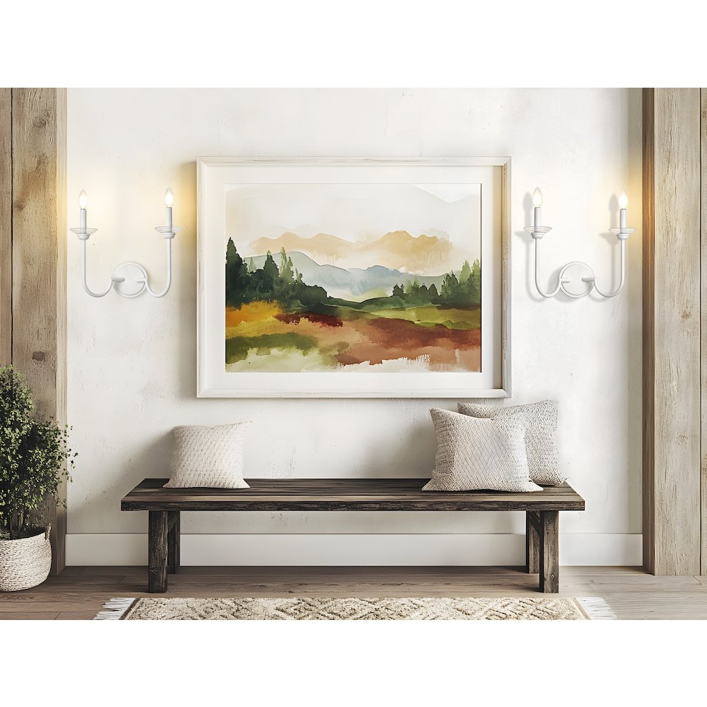 Z-Lite Allistair 2 Light Wall Sconce in Textured White color, Steel frame. Picture 6